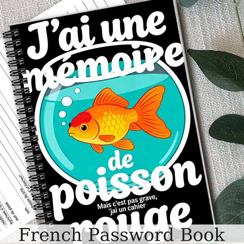 TEMU 1pc Spiral Notebook, French Password Notebook For Adults Seniors Record Book Carnet De De Passe With Goldfish Design