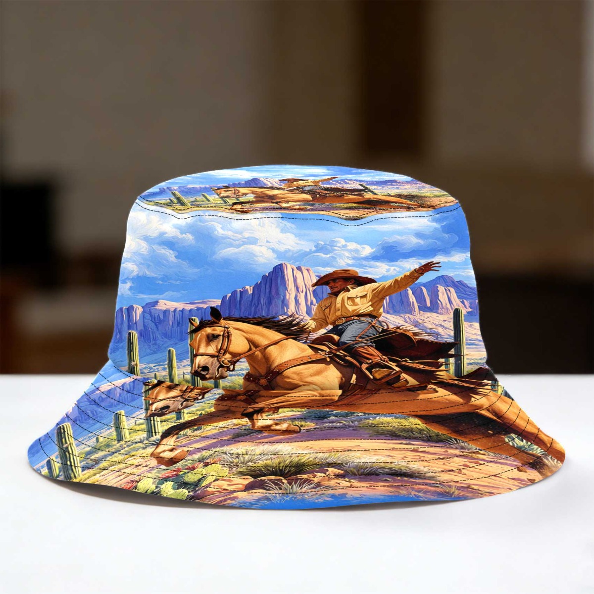 1pc Women Vintage Tie-Dye Western Cowboy Hat, Large Brim Sun Hat OATIPHO Women main image 2