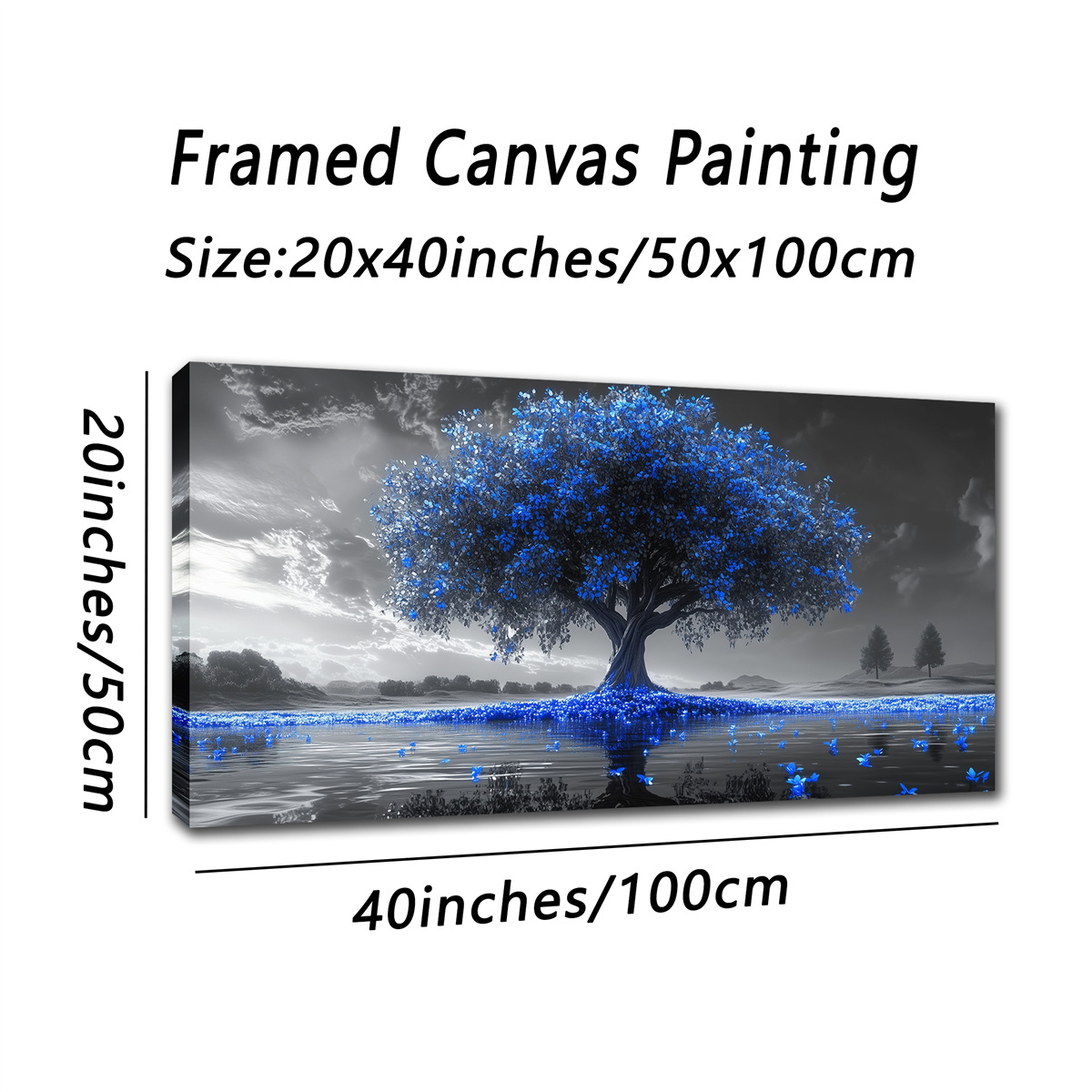 TEMU 2d Flat, 2d Flat, Framed Watercolor Artwork Featuring Stunning Tree Illustrations, Ideal For Florists, Bedrooms, Libraries, Cafes, Bakeries,