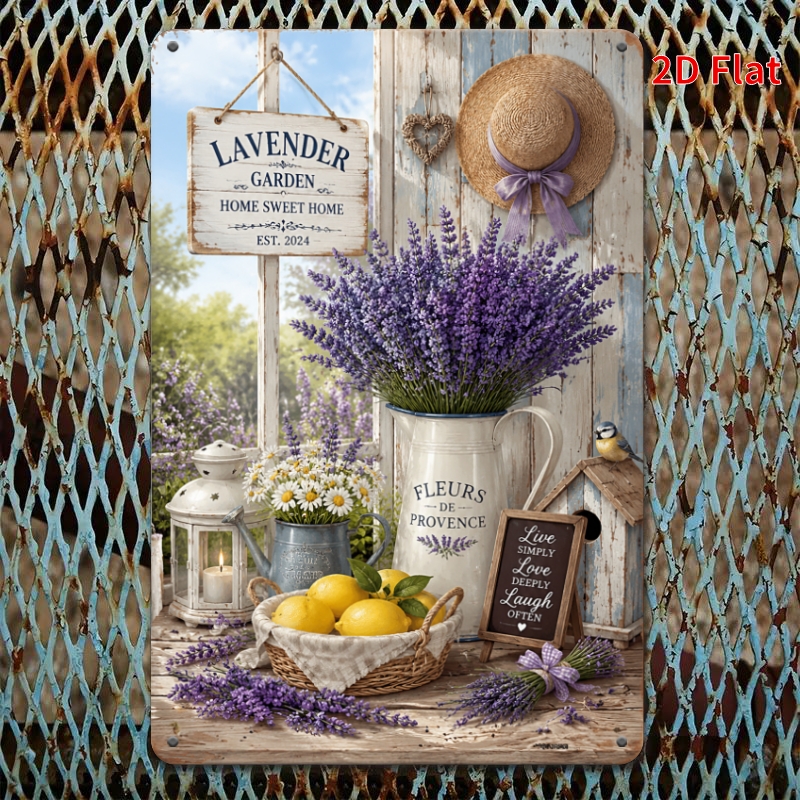 TEMU Panneau décoratif plat 2D - [2Dflat], 1 pièce 30x20 cm - Panneau en fer Jardin de "", Panneaux décoratifs provençaux français, Art mural floral