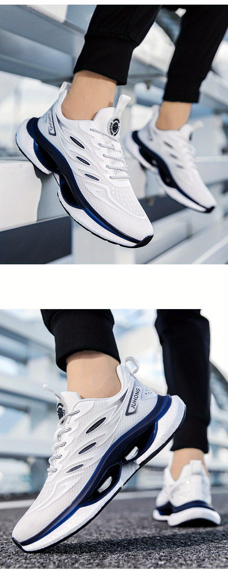 1 pair mens running shoes with microfiber synthetic upper breathable mesh lining tpu cushioned anti slip sole   athletic sneakers for daily casual running training size 38 44 details 2