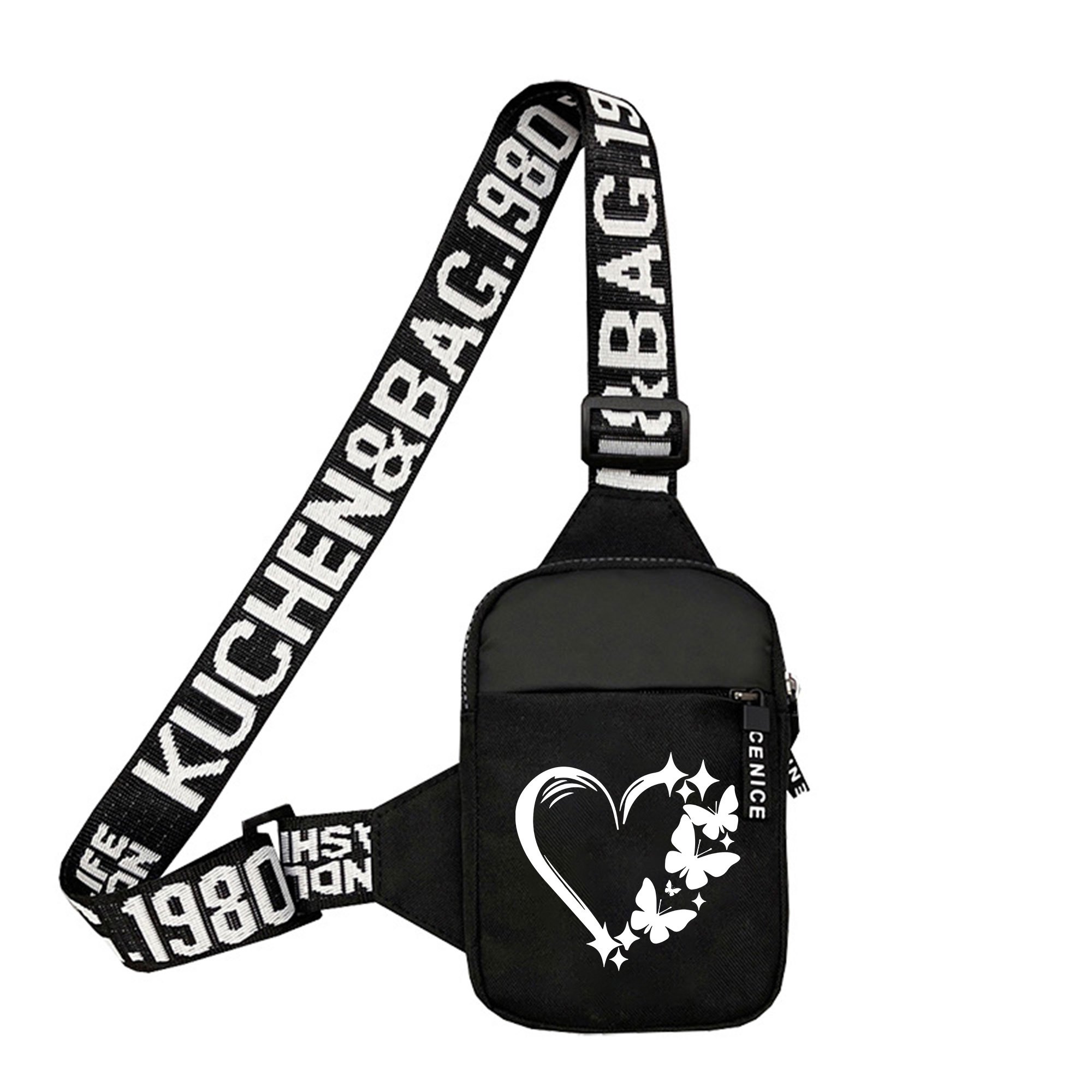 TEMU Heart-patterned Chest Bag, Crossbody Bag, Casual Shoulder Bag, Running Bag, Stylish, Simple, And Versatile, An Essential For Travel And