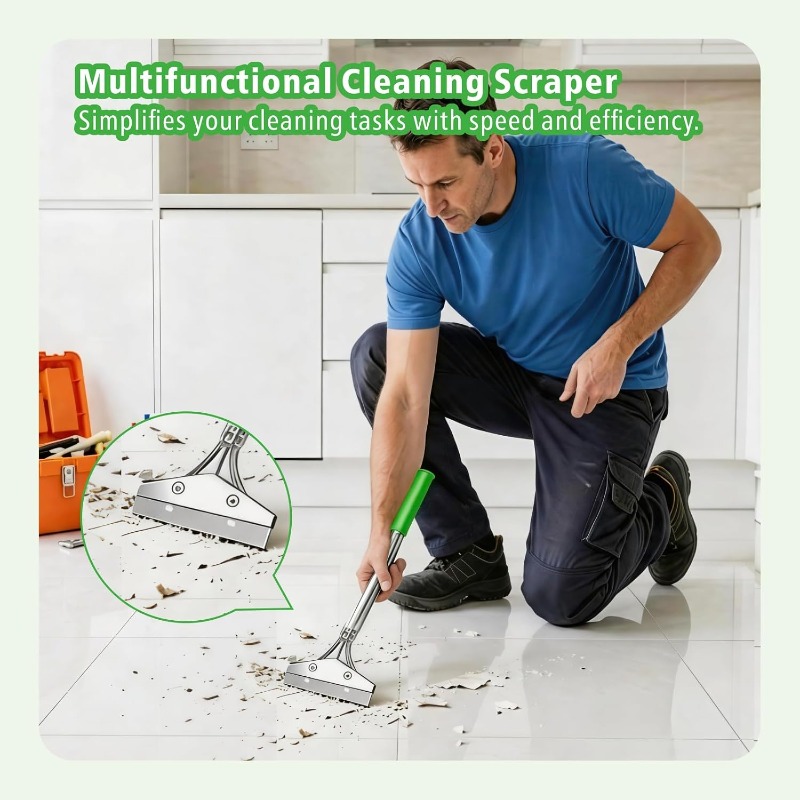 3 Pack Heavy Duty Wallpaper Scraper Tool, 10.16 cm Blade Long Handle Non Slip Wall Scraper with 30 Spare Blades, Perfect for Wallpaper Stripping, Paint, Tile Adhesive And Glue Removal