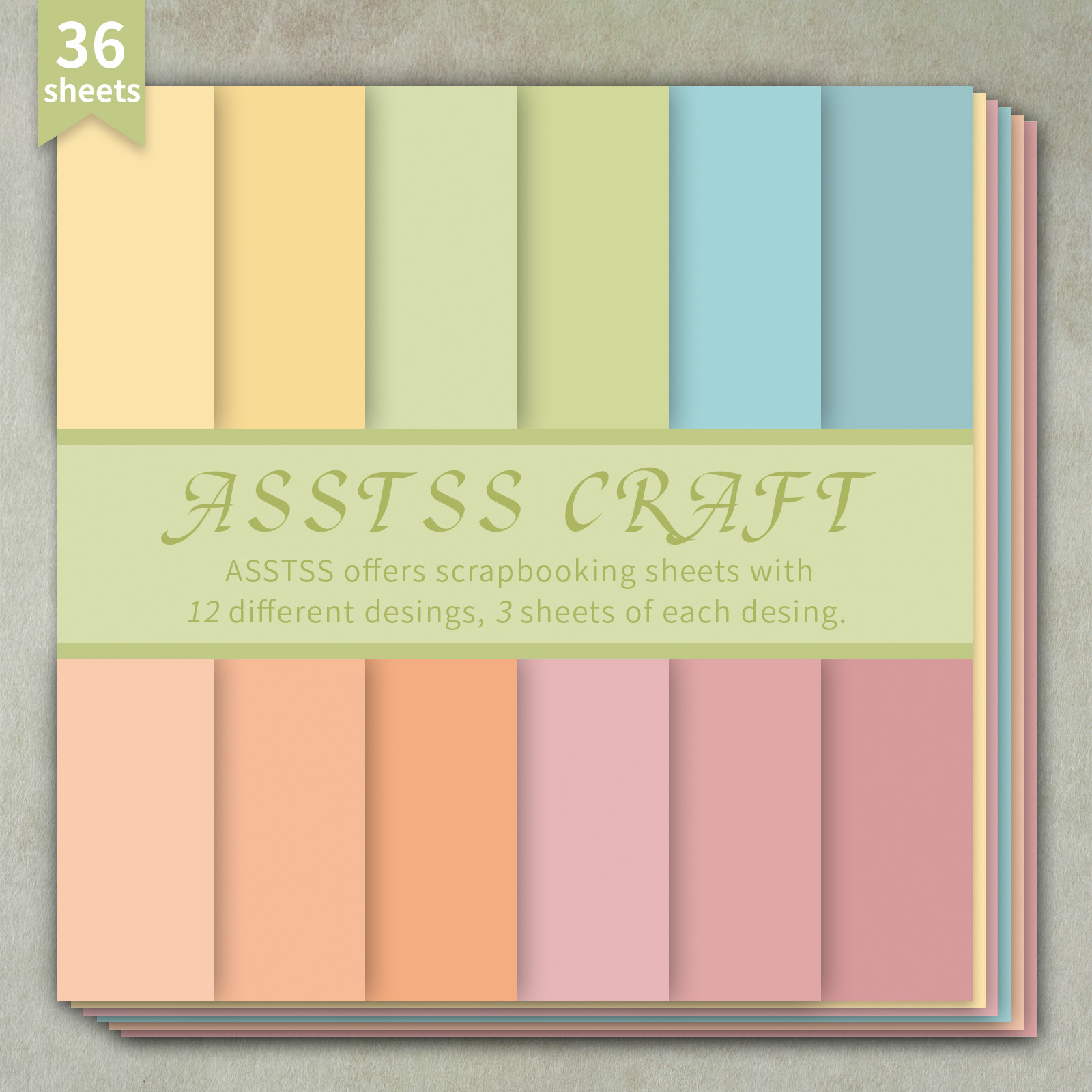 TEMU Bloc de papier scrapbooking ASSTSS de 36 feuilles, pouces, papier de base de style minimaliste et frais, couleurs pastel , papier cartonné épais