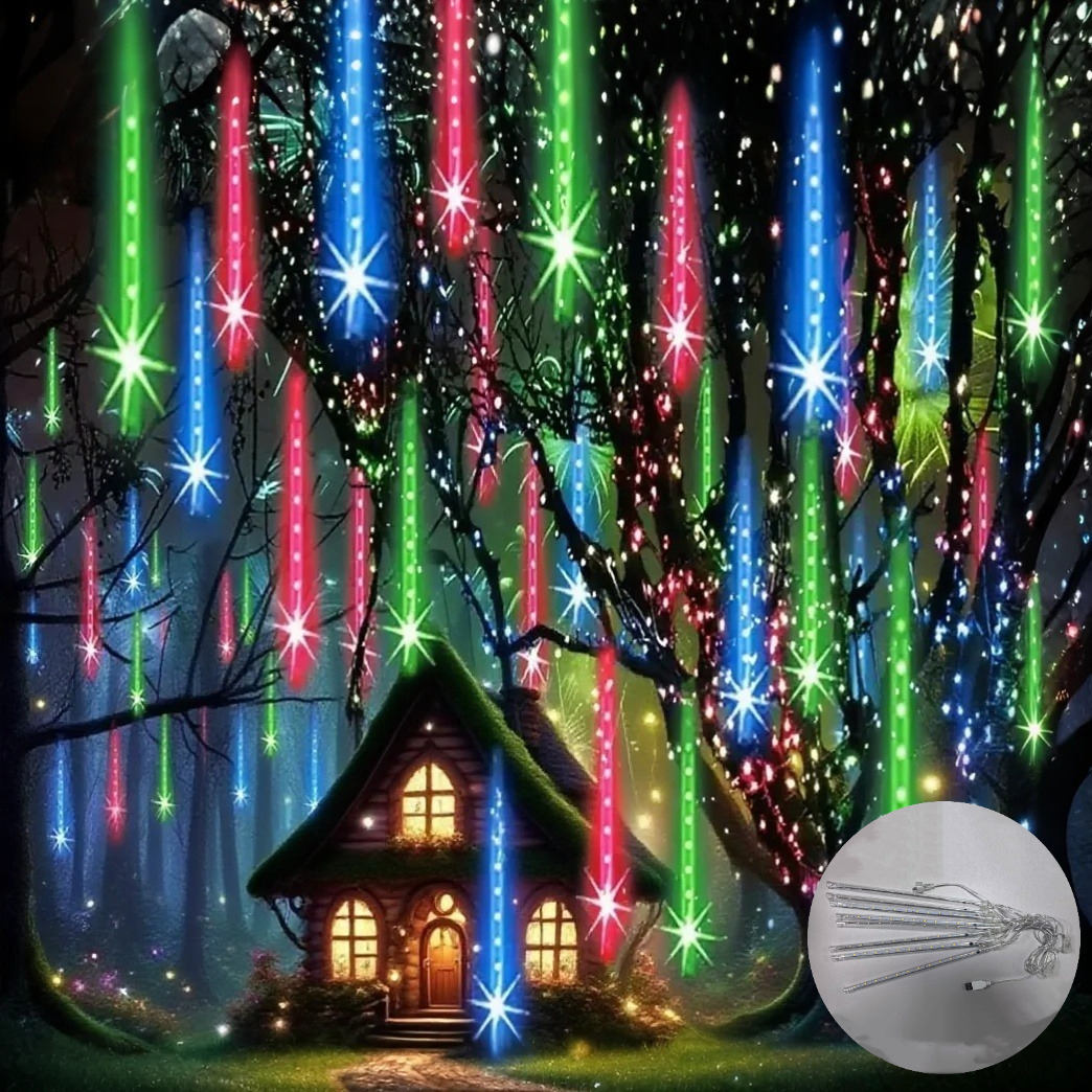 TEMU Upgraded 192-led Falling Meteor Shower Christmas Light, Usb String Lights, Usb Powered Rain Icicle String Lights, Gathering Garden Tree Roof
