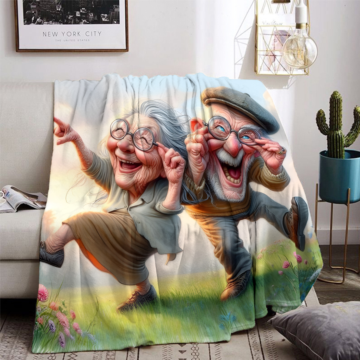 cozy grandparents dance print throw blanket soft flannel     home decor ideal gift for elders on holidays birthdays christmas details 9