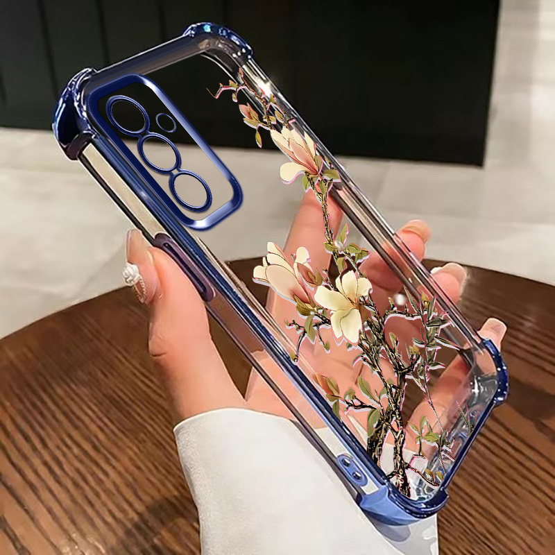 TEMU Phone Case - Compatible With Galaxy A26 5g, A17, A07 4g, A56, A36, A06 5g, A16, Soft Case Premium Zen-style Magnolia Branch Design, Four-corner