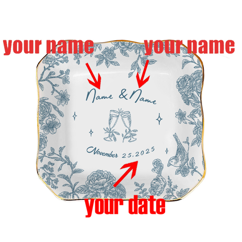 TEMU 1pc Custom Locked Ring Patterns Wedding Ring Dish Bridesmaid Gift For Women Jewelry Dish Engagement Ring Holder Jewelry Plate For Couple Wedding