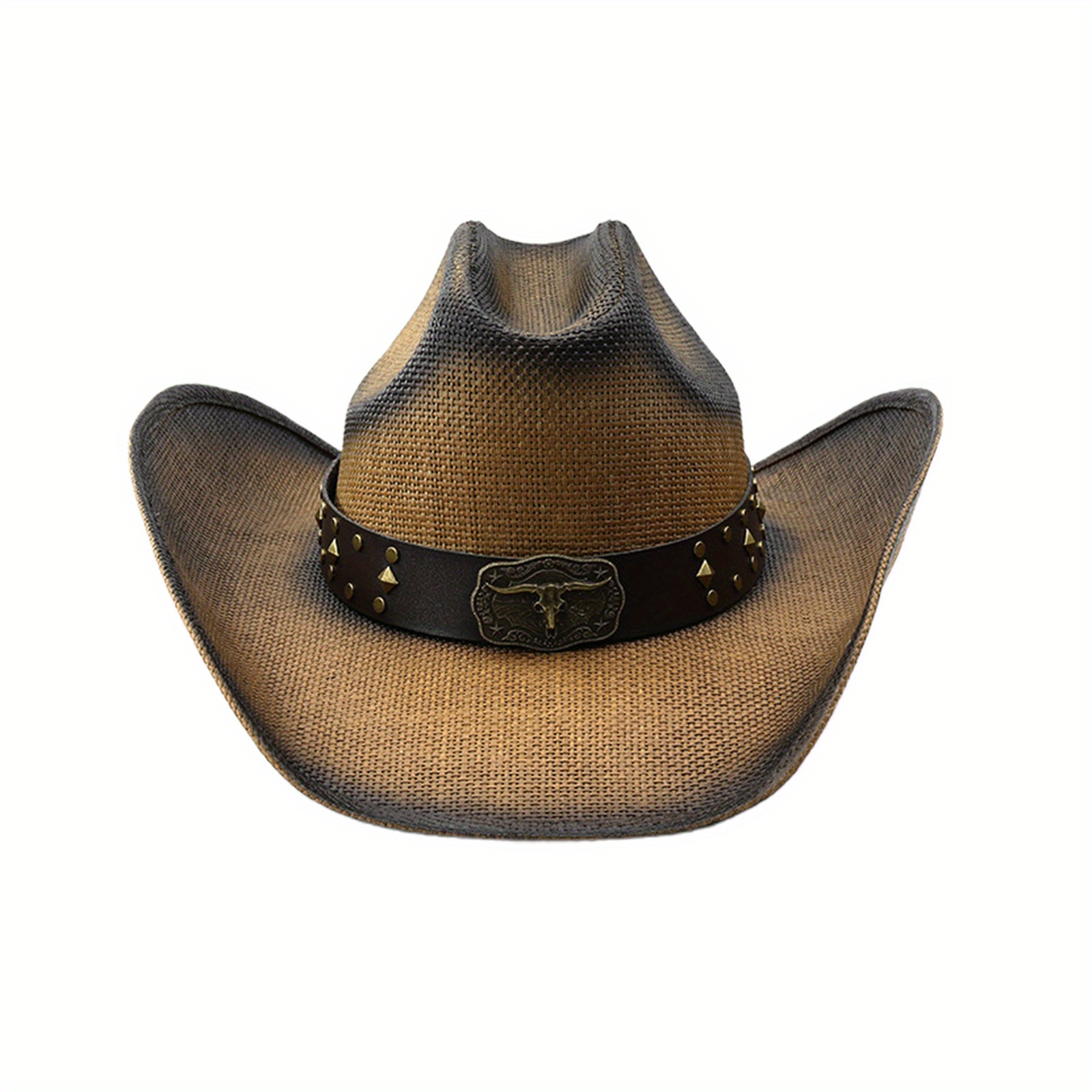 unisex western style straw cowboy hat wide brim decorative  display picture 3