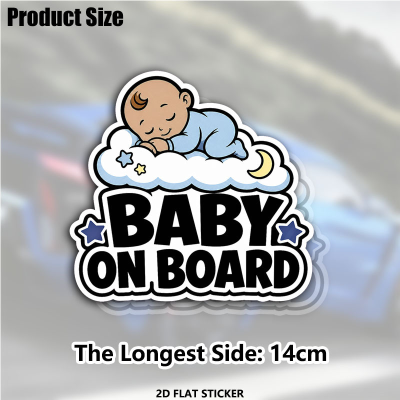 TEMU 2pcs 5.5inch On Board Car Decal, Sleeping Window Sticker, New Parent Vehicle Vinyl, Cloud Auto Decal, Family Safety Sticker, Motorcycle Sticker