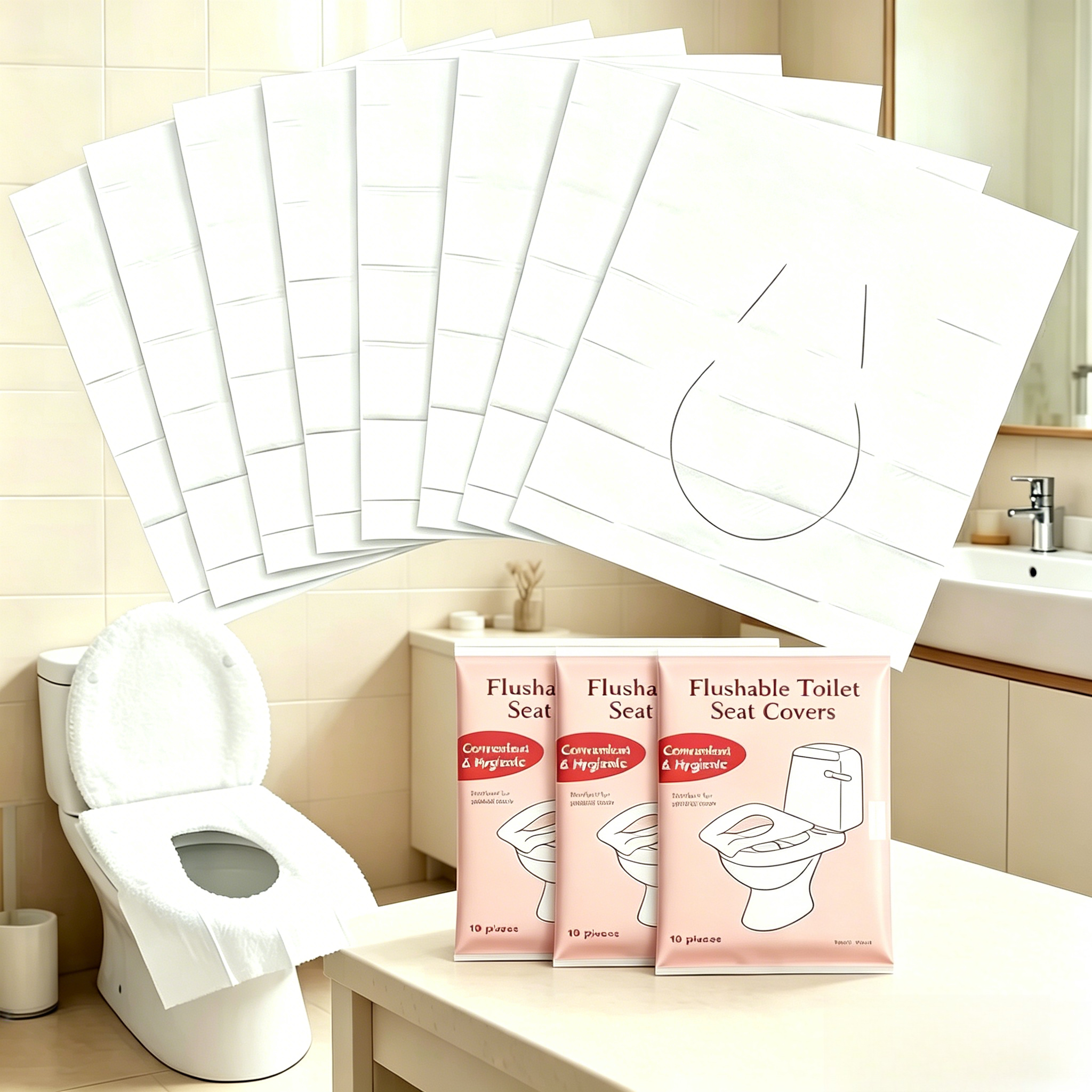 TEMU 30pcs Disposable Toilet Seat Paper, Public Toilet Essentials, Toilet Paper Splash Proof, Toilet Essentials For Adults, Portable Packaging,