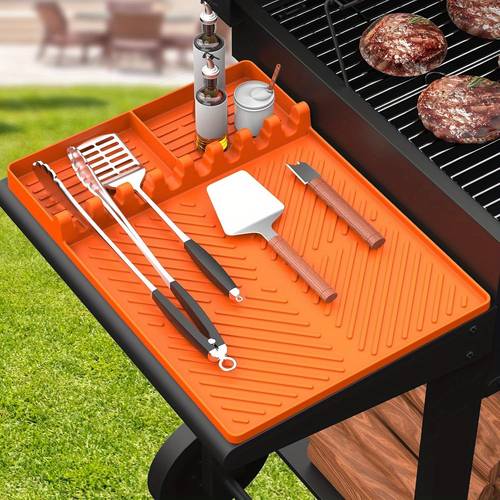 silicone griddle tools mat for blackstone griddle accessories side shelf mat for outdoor grill kitchen counter spatula silicone mat with drip pad