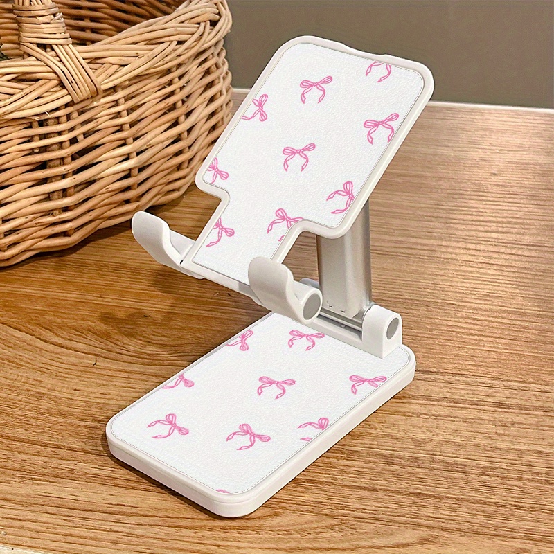 E-shop Luxuriöser, modischer, verstellbarer Desktop-Handyhalter mit rosa & lila Schmetterlingsmuster - Faltbar, höhen- & winkelverstellbar, aus
