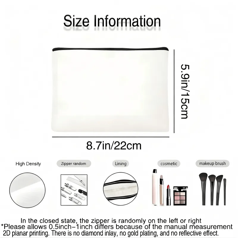 A Single Portable Bag Featuring a Golden Palette, Brushes, Lipstick, Eyeshadow, Foundation, Blush, And Setting Powder Design. It'S Lightweight, Foldable, Zippered, And Makes a Perfect Gift for Makeup Lovers with Its 2D Flat Print