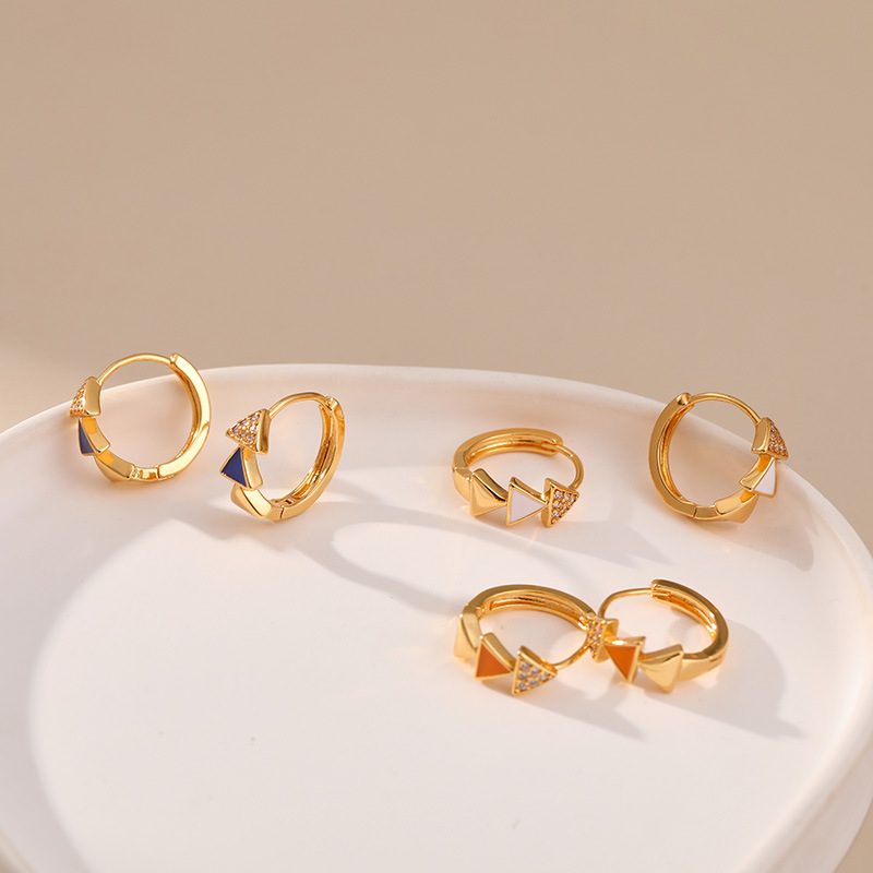 2pcs Triangle Hoop Earrings Set, Minimalist Style