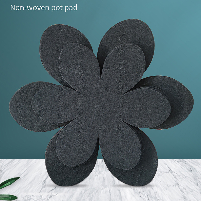 2 4pcs non woven non stick pan pad black petal shape non slip anti scalding and heat insulation easy to clean multi ply felt cloth pan pad details 0