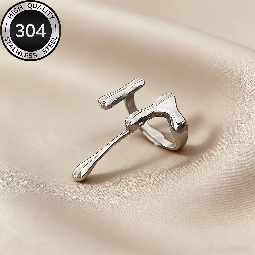 TEMU High-quality Hypoallergenic Stainless Steel Adjustable , Fade-resistant, Simple And Elegant, A Stylish Women's Ring Suitable For Daily Wear Or