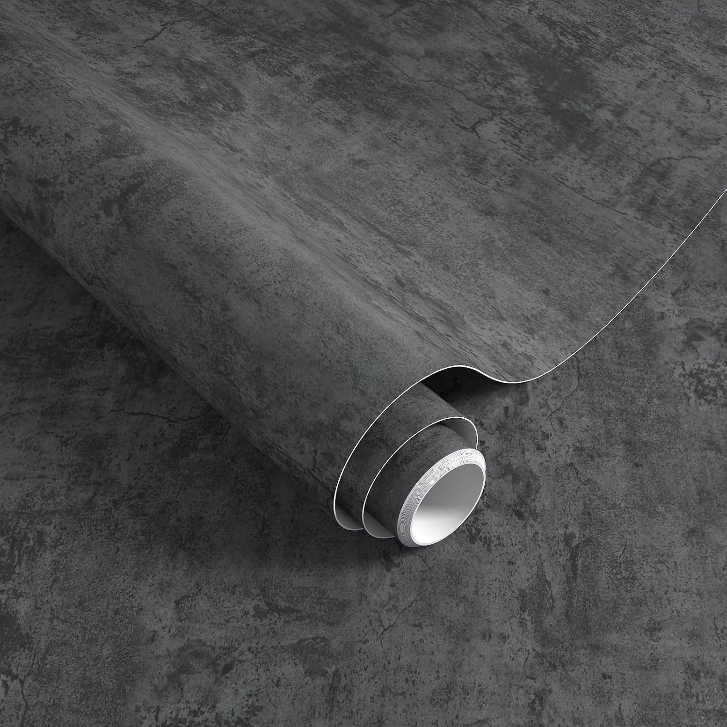 Dark Gray Concrete Wallpaper, 3d Effect Gray Concrete Contact Paper, Removable Waterproof Matte Texture Cement Look, Vinyl Wrap Wall Sticker For Bathroom, Living Room, Kitchen, Bedroom
