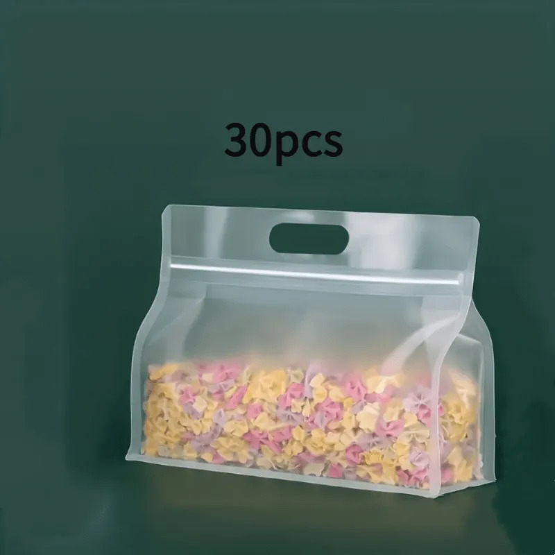 TEMU 30 pezzi Sacchetto a otto lati con finitura opaca per snack, sacchetto di plastica autosigillante, sacchetto singolo, imballaggio alimentare