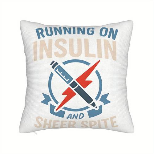 1pc diabetes warrior type 1 diabetes t1d support pillowcase funny running on insulin and pure design machine washable home pillow cover type 1 diabetes fighter living gift pillow insert not included diabetes additions