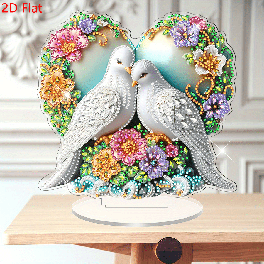 Image of 2d Flat - Peace Pattern Diamond Painting Desktop Ornament, 5d Irregular Shape With Inlaid Painting Ornament, Acrylic Decorative Craft, Holiday Gift, Handmade Creative Production