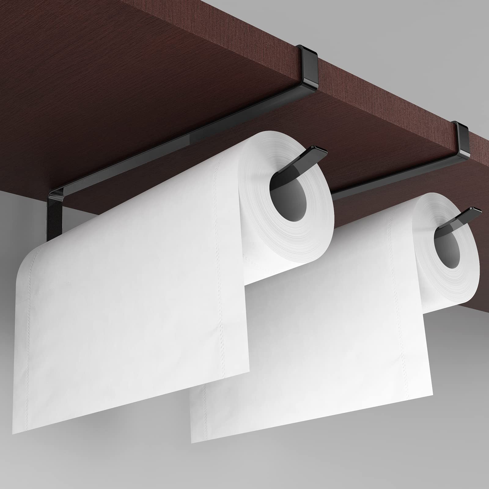TEMU 2pcs Support de papier essuie-tout sous perçage, support suspendu à double crochet pour essuie-tout de cuisine, film plastique, film alimentaire