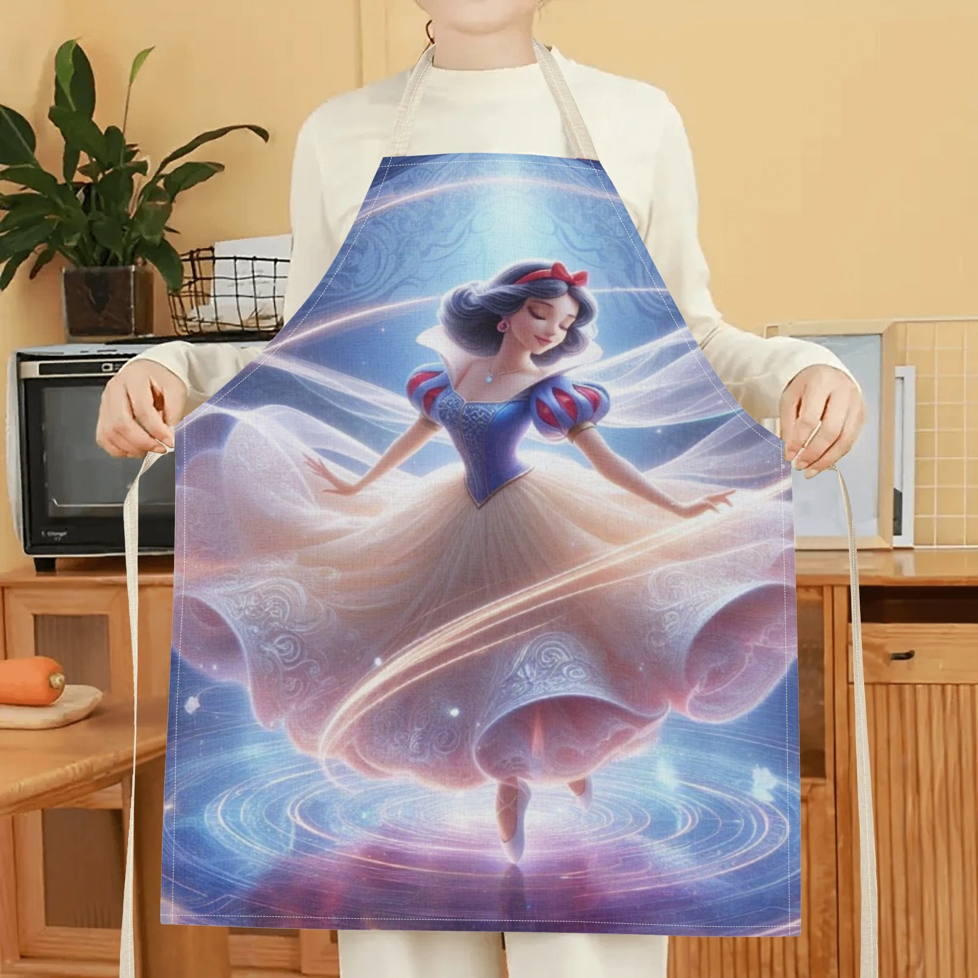 glossy polyester| disney   waterproof apron - magical princess design,   polyester, ideal for home, restaurants, bakeries & food services details 5