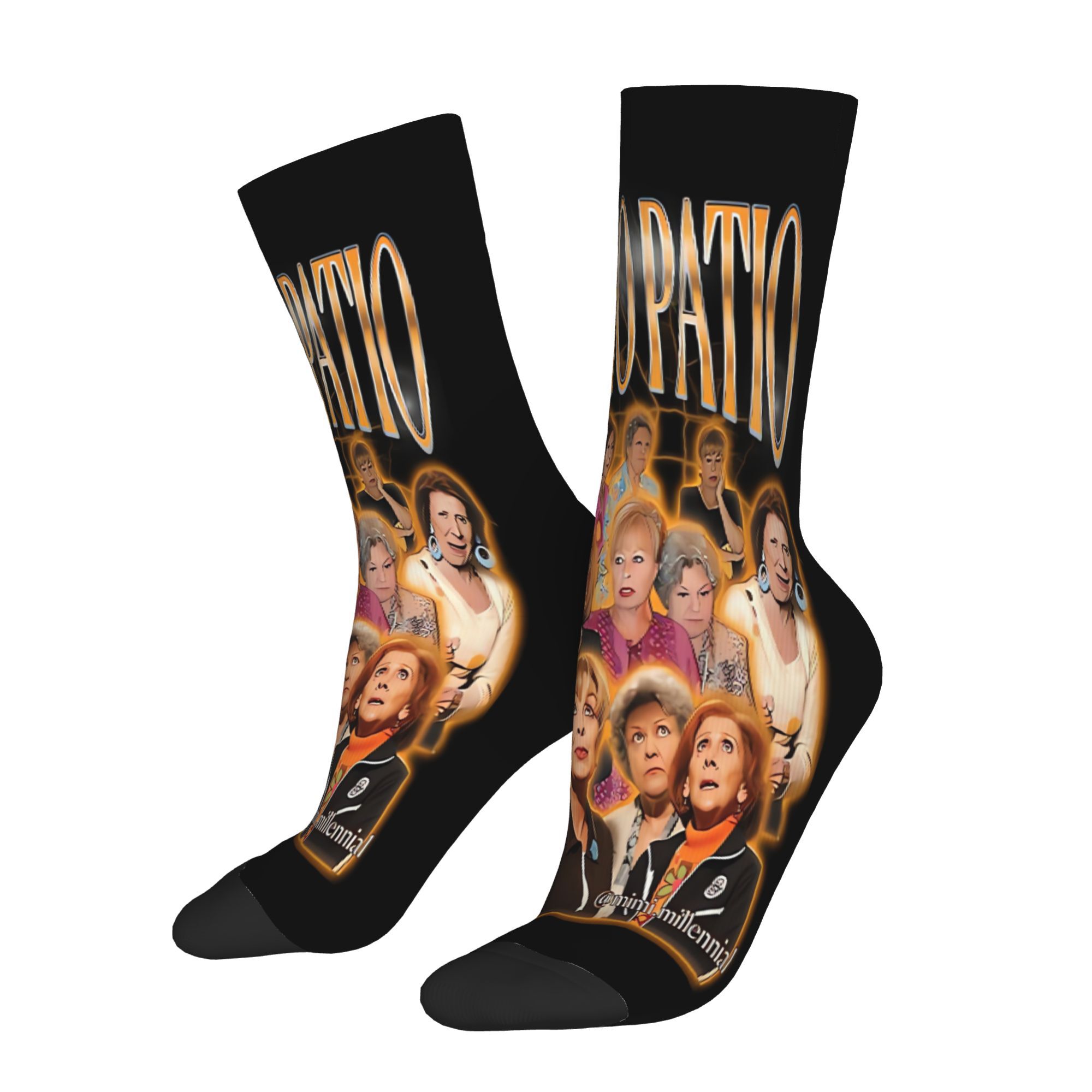 TEMU Calcetines largos de novedad para con temática de radio patio de | Talla grande, tejidos, estampado aleatorio, lavables a máquina