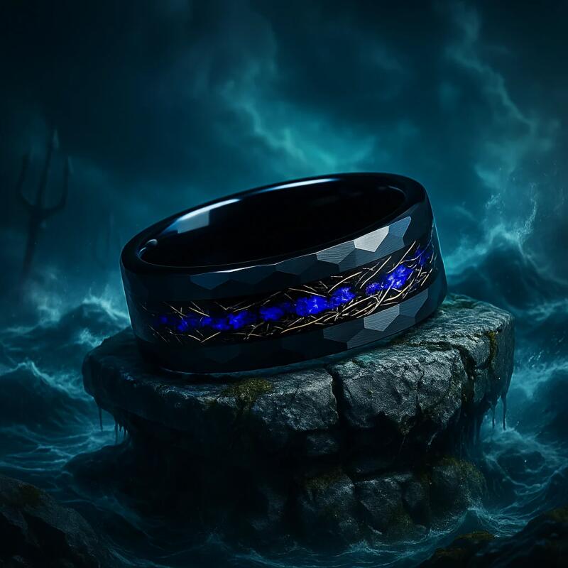 Fashionable Tungsten Steel Ring with Star-Shaped Sequins
