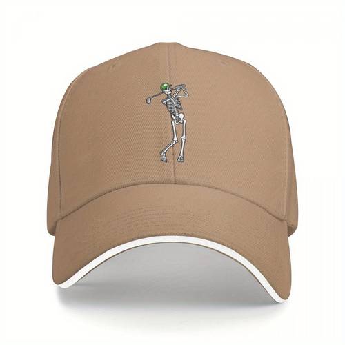 adjustable golf skeleton baseball cap navy blue with white trim lightweight breathable polyester fun halloween golfer design for men women golf accessories