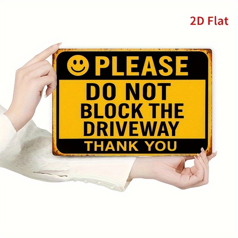 TEMU 2d Flat, Metal Sign- "please Do Not Block " With , Rustic Black& , Home, Garage, , Decor, Metal Wall Art Decor 2d Flat Printing Zztm02, 2d Flat