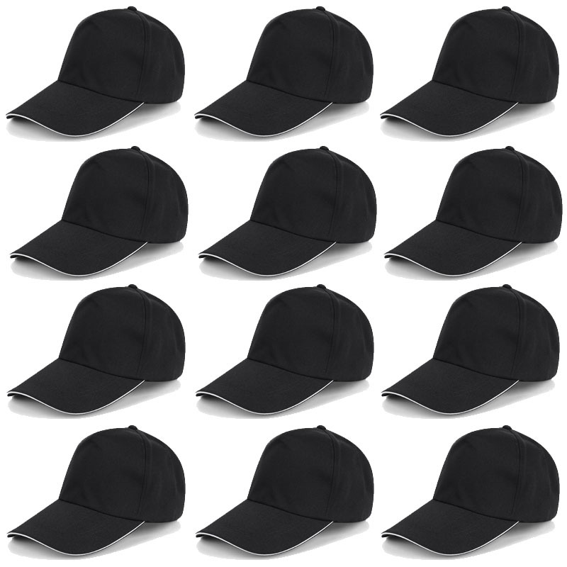   plain blank baseball caps adjustable back strap wholesale lot 12pcs