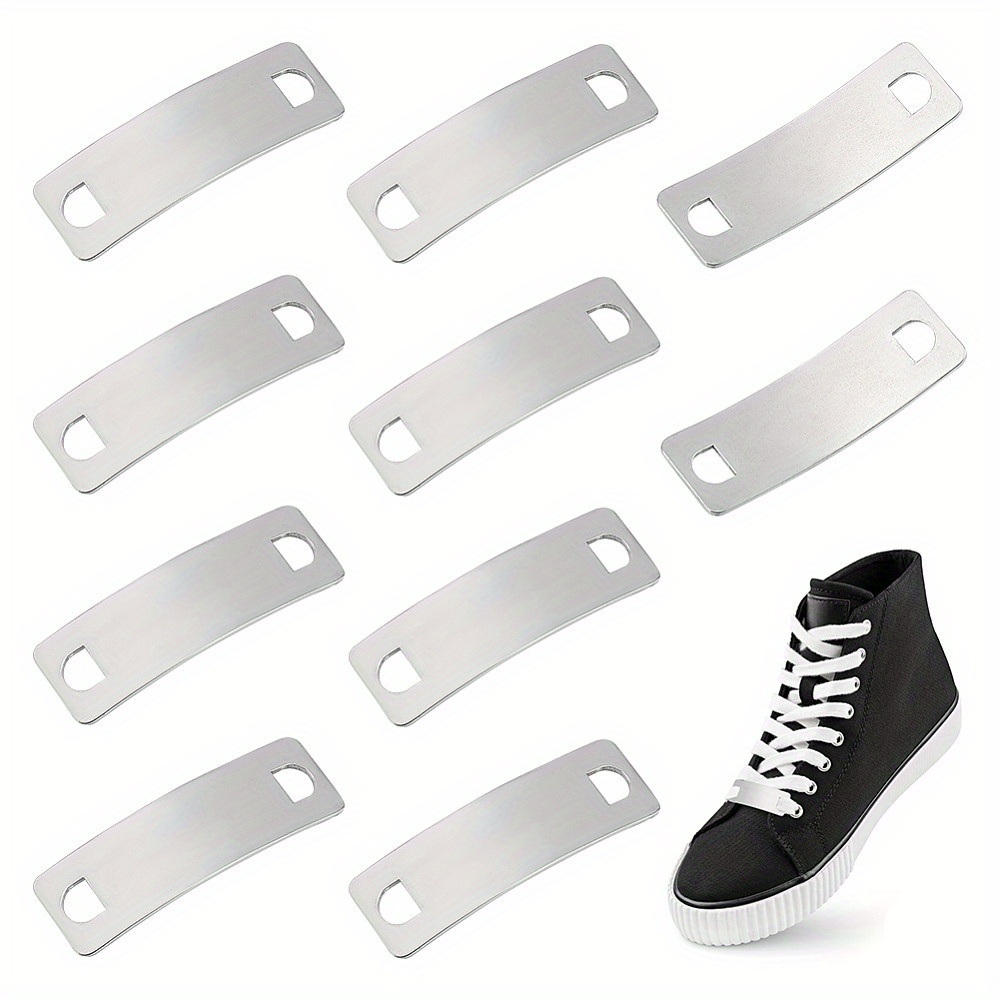 Image of 10pcs 304 Stainless Steel Shoelace Charms For Shoe Accessories Curved Rectangle Stainless 41.5x14x1mm Hole: 4x5.5mm Craft Supplies Stickers Handmade Set Thanksgiving New Year’s Gifts