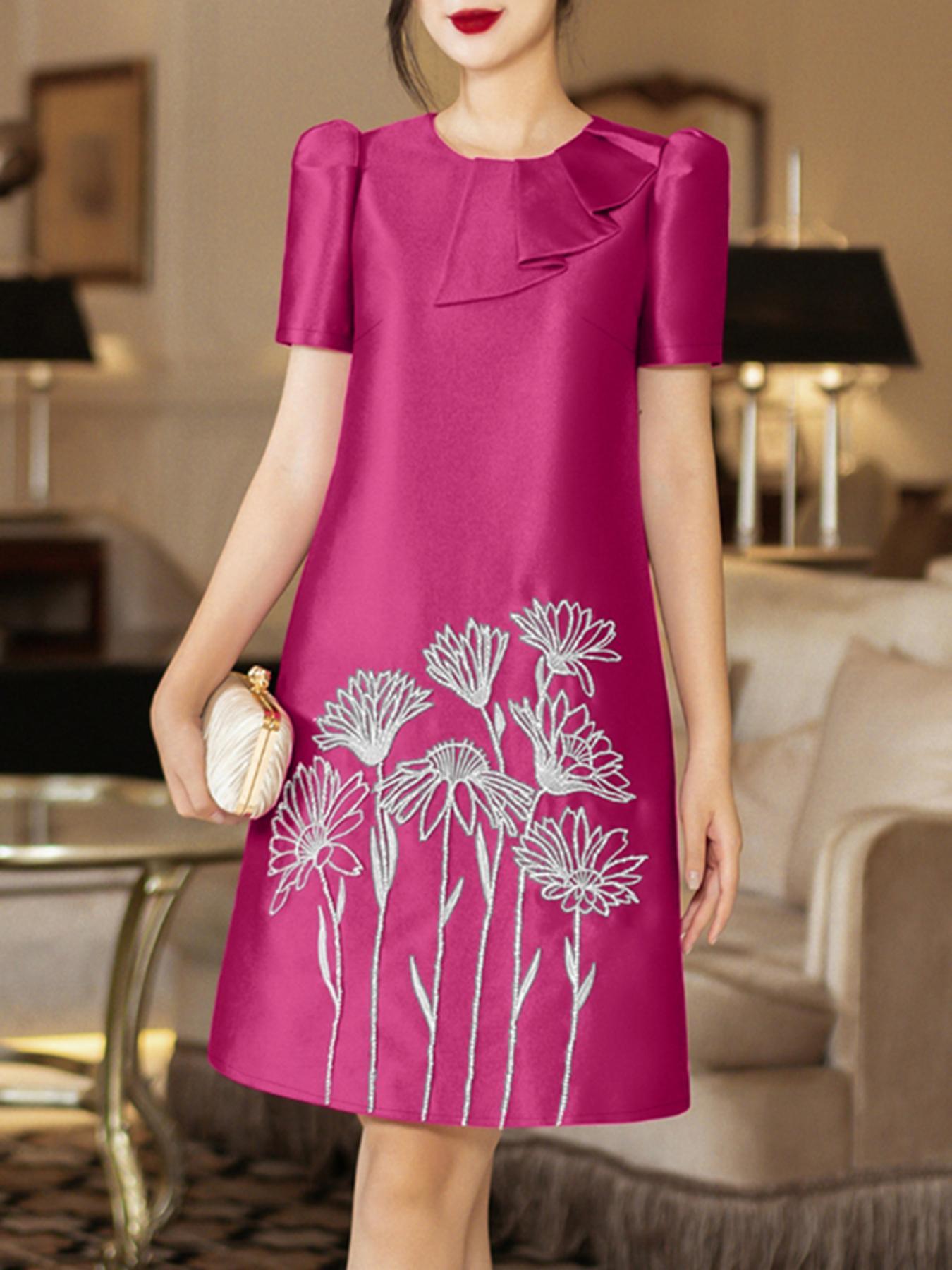 embroidery korean style dress women korean style summer short sleeve ruffle dress knee