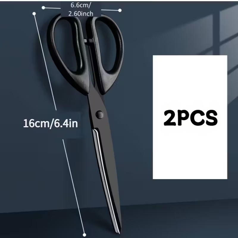 Image of 2pcs Heavy-duty Edge Thick Scissors, Made Of Rust Proof Stainless Steel Material And Anti Adhesive Coating- Ergonomic Handle, Suitable For Cutting Household, Office, Art Paper And Tape