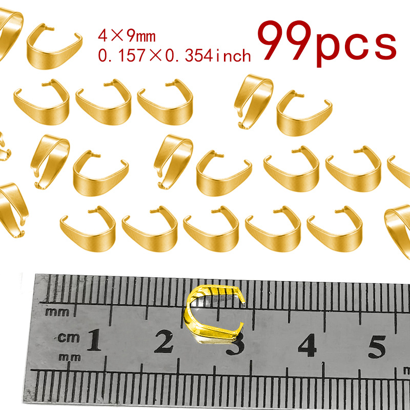 E-shop 99-teiliges Set zweifarbige Edelstahl-Anhänger-Verschlüsse in Form von Melonenkernen mit Haken Clips in verschiedenen Größen für DIY