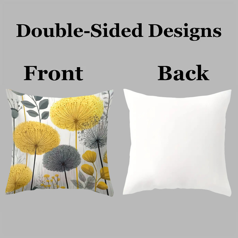 TEMU 2d Flat - Set Of 4 Decorative Pillow Covers Featuring A In Yellow And Gray, Perfect For Enhancing Your For Home Sofa Decor. For Home Additions