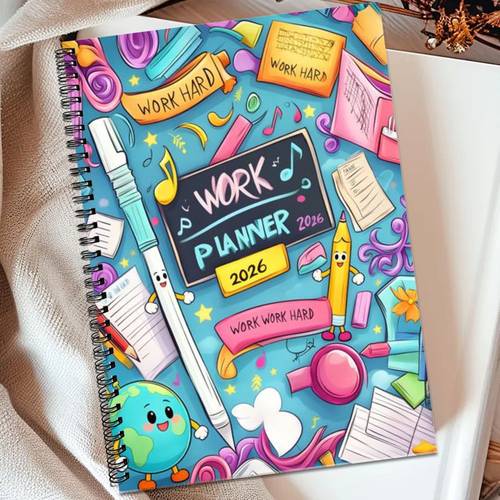 1pc x 14 8cm color inner page spiral bound notebook a5 2026 work planner stationery themed with pen pencil notes for campus workplace learning daily planning cute notebook
