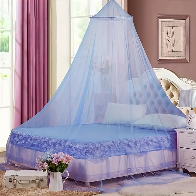 blue round ceiling mosquito net sturdy frame no electricity needed easy   for bedroom insect protection   decor exquisite   mosquito repellent device nonpowered   details 0