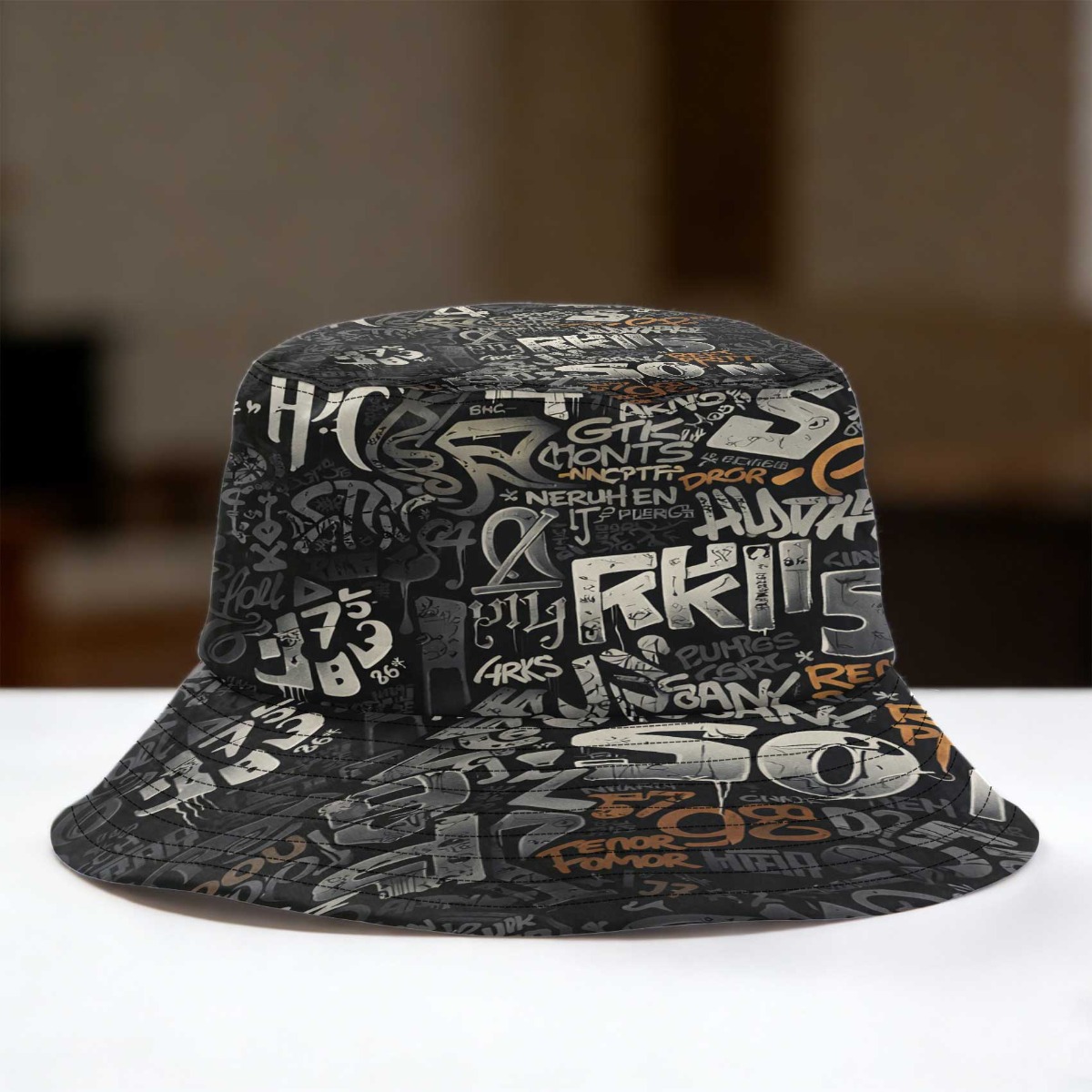 TEMU 1pc Of A Bucket Hat In Urban Graffiti Style, Suitable For , Made From Breathable, Non-stretch Fabric, Perfect For Casual Wear And An For Travel