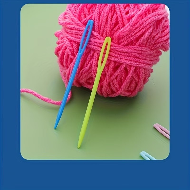 98 Pack 7cm Random Colour Big Eye Sewing Needles, Blunt Tip for Easy Threading