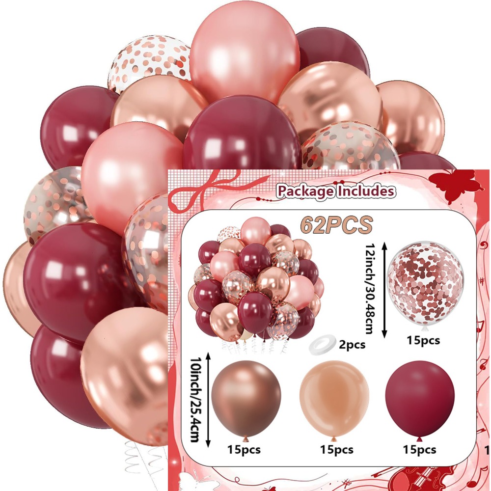 TEMU 62pcs Wedding And New Year Balloon Arch Set, Champagne-colored Balloon Set, Suitable For Weddings, Bridal Showers, Bachelor Parties, Birthday