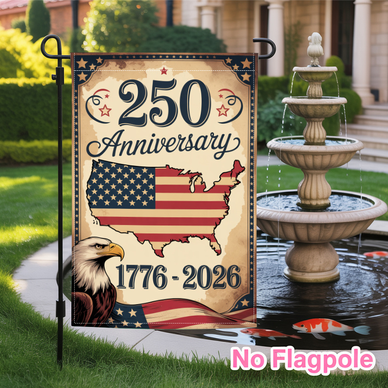TEMU 2d Flat, 1pc Garden Flag, 11.8x17.7 Inch Double-sided Polyester Banner, Usa 250th Anniversary 1776-2026 Design, Outdoor Home Decor, No