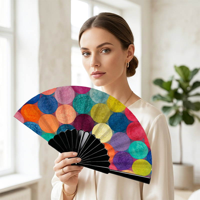 TEMU Éventail pliant oriental à pour femme - Ventilateur rétro à main pour se rafraîchir, convient pour de mariage, la décoration de fête, la