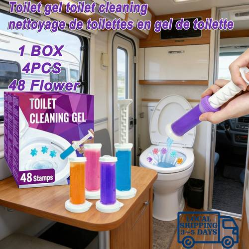 box of 4 toilet bowl cleaning gel avoid scale and stains features scent contains sewage chemicals and cleaning agents with dispenser and gel ideal for rv toilets bathrooms kitchens wash