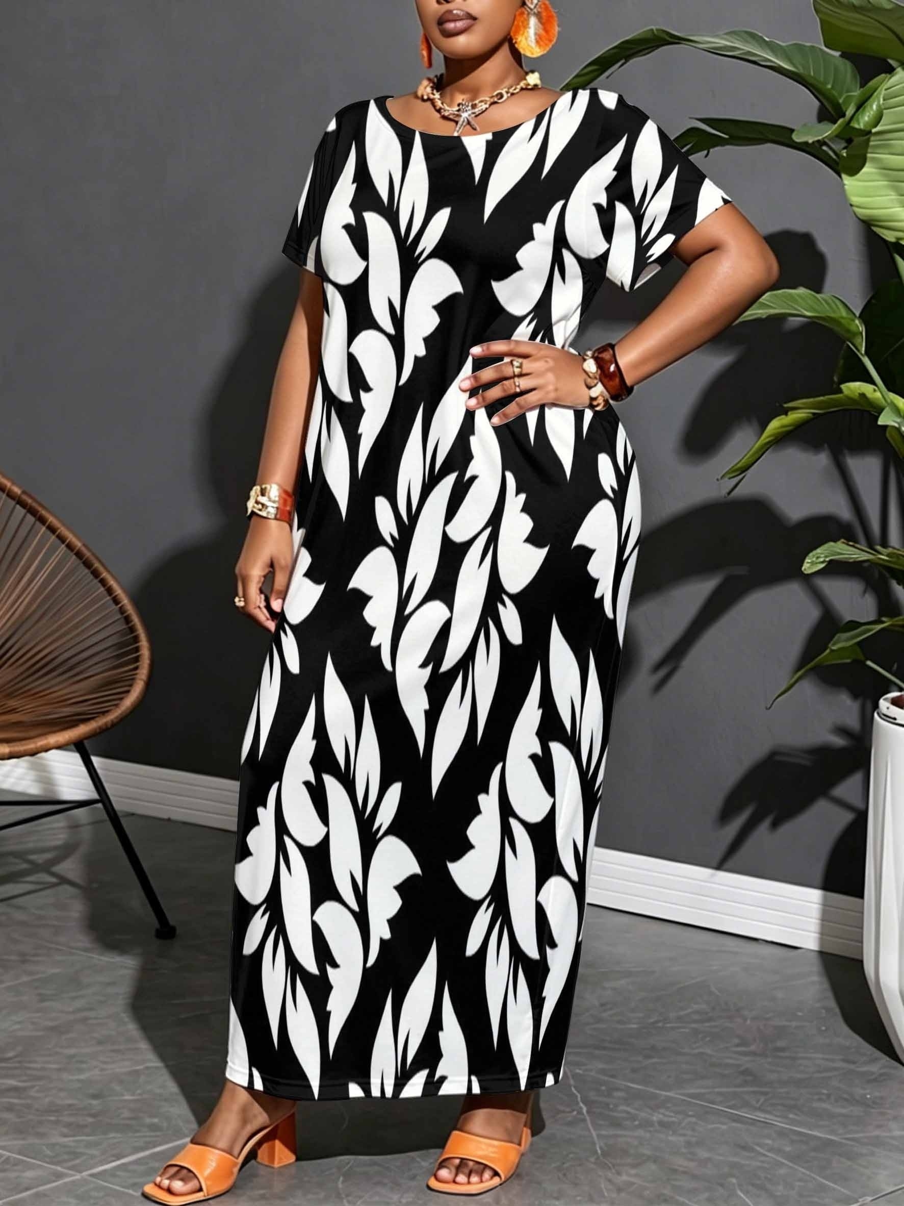 black white maxi dress sold on Temu United States
