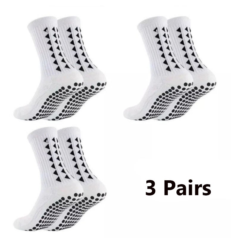 TEMU 3 Pairs Of White Sports Grip Socks Designed For Football And , Featuring Anti-slip Technology