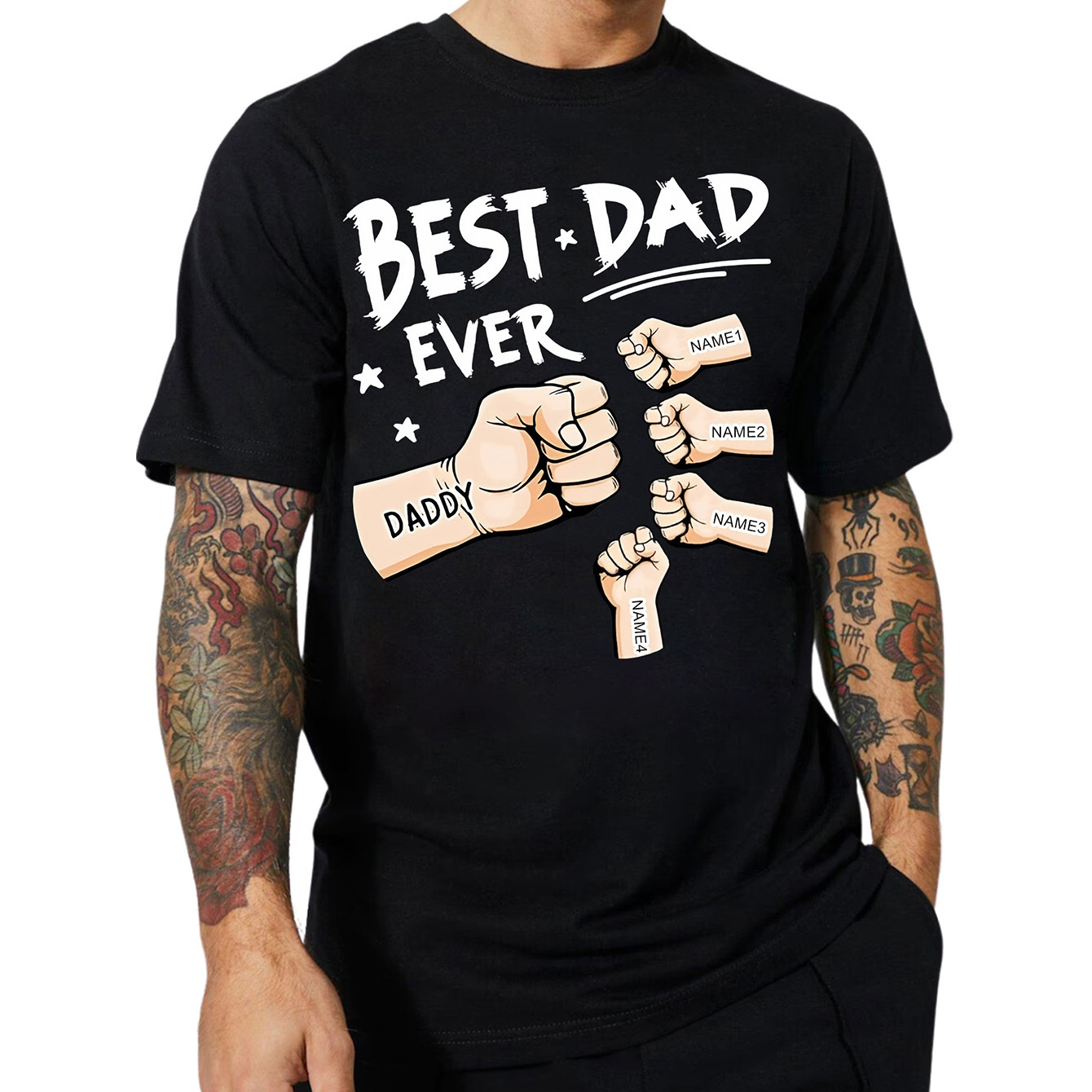 Custom Father's Day Fist Bump Dad T-Shirt
