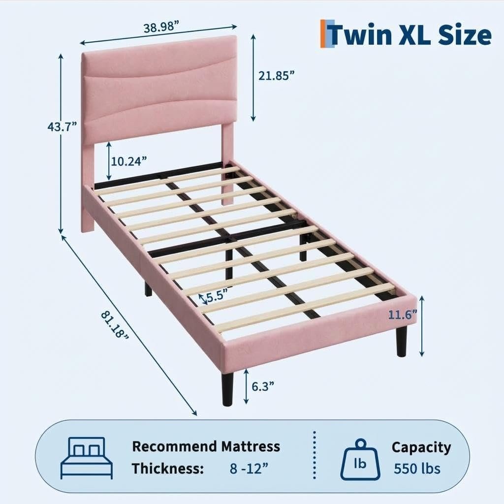2026 Soft Bed with 2 Bed Rails, Premium Soft Padded Bed Frame with Stitched Detailing for Modern Bedroom, Ideal for Home Room Decor