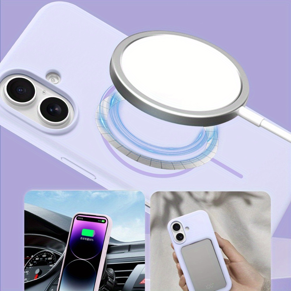 Matte Liquid Silicone Back Case, Magnetic Wireless Charging Cover, Soft Gel Shockproof Phone Shell Compatible with For iPhone 16 Pro Max 15 14 13 12 11 Pro Max Plus Models